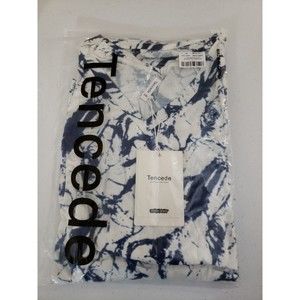 Tencede  Women's 3XL Vneck Top blue white rayon spandex NEW short sleeve